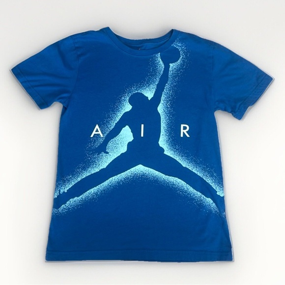 Air Jordan Short Sleeve Top Blue Sz L - Picture 1 of 2